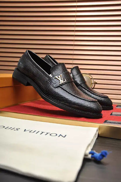 LV Leather Loafers - Black
