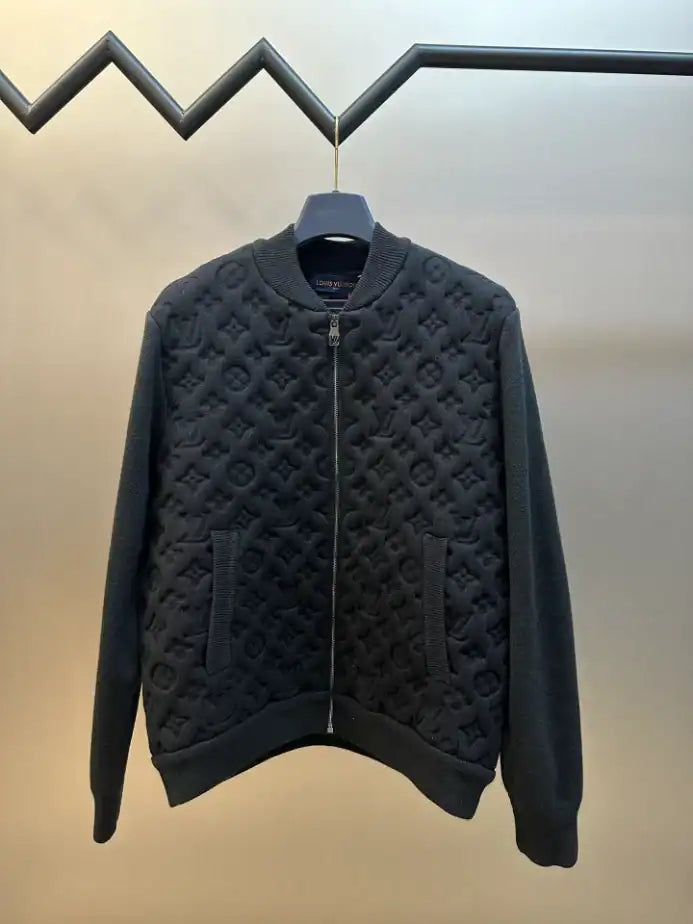 LV Monogram Padded Wool Jacket - Black