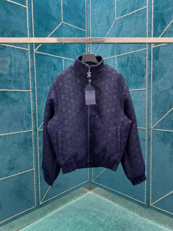 LV Monogram Wool Zip Jacket - Navy