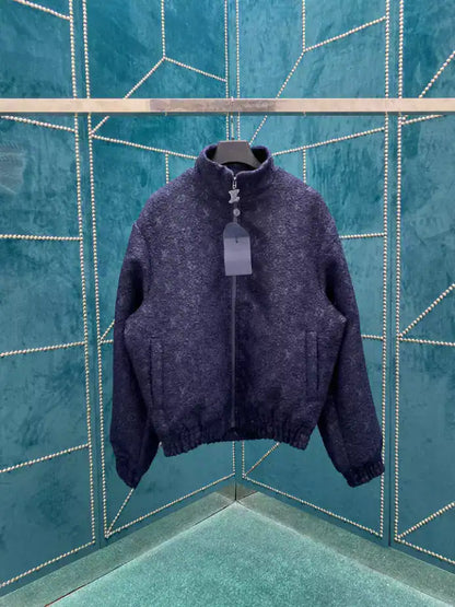 LV Monogram Wool Zip Jacket - Navy