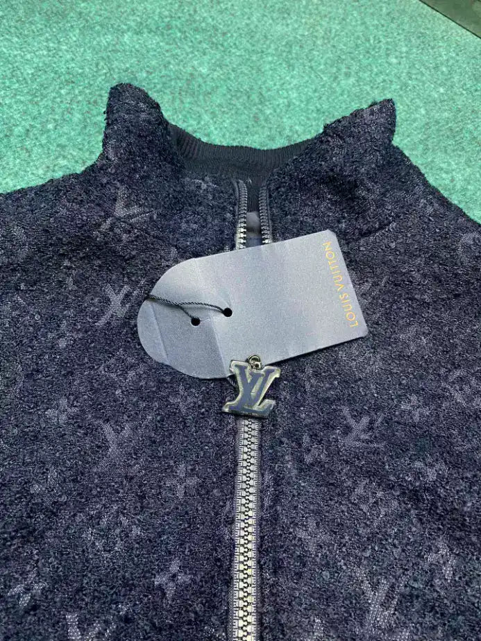 LV Monogram Wool Zip Jacket - Navy