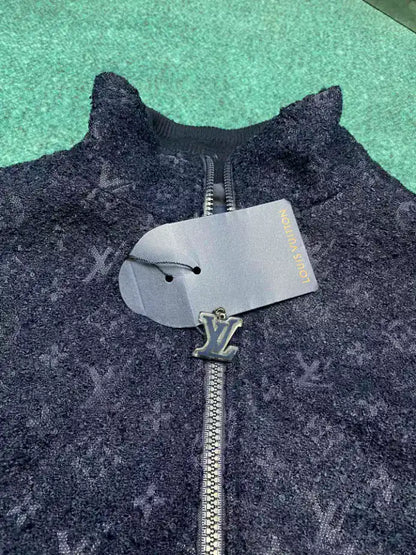 LV Monogram Wool Zip Jacket - Navy