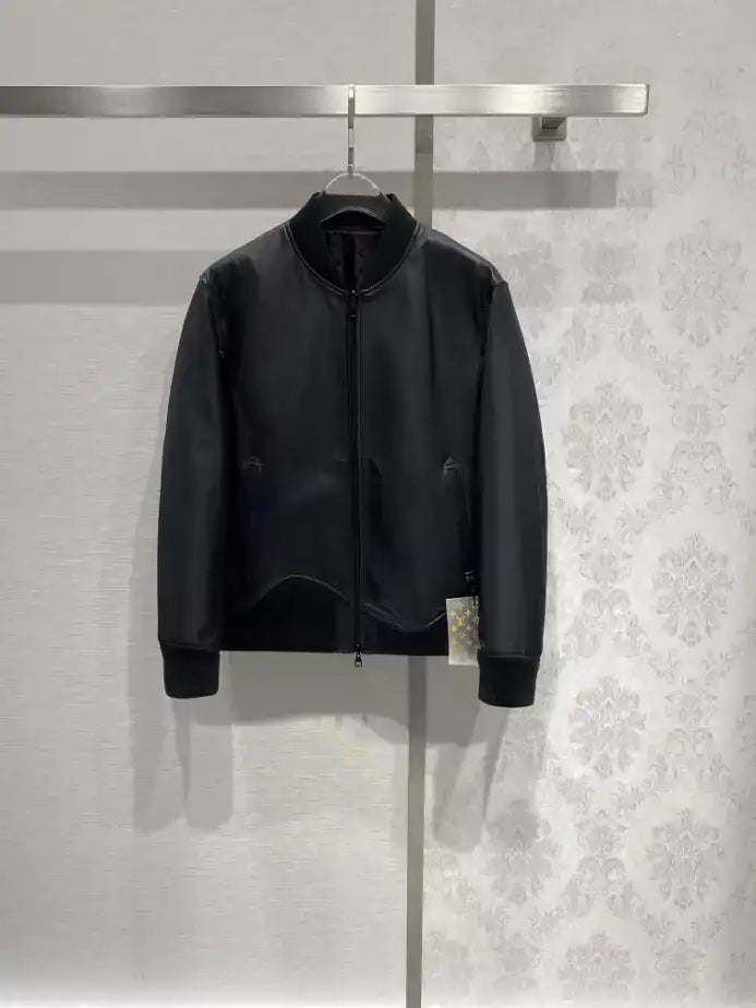 LV Reversible Leather Nylon Jacket - Black