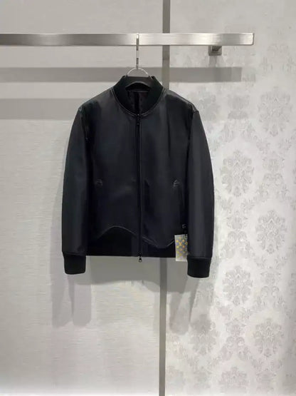 LV Reversible Leather Nylon Jacket - Black