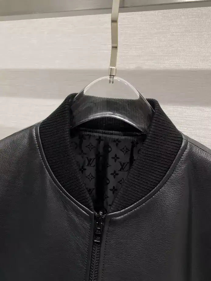 LV Reversible Leather Nylon Jacket - Black