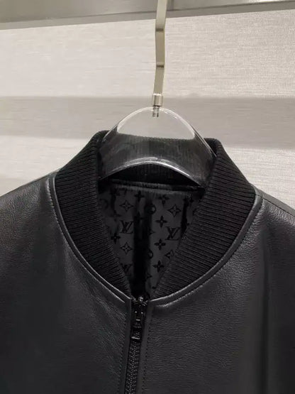 LV Reversible Leather Nylon Jacket - Black