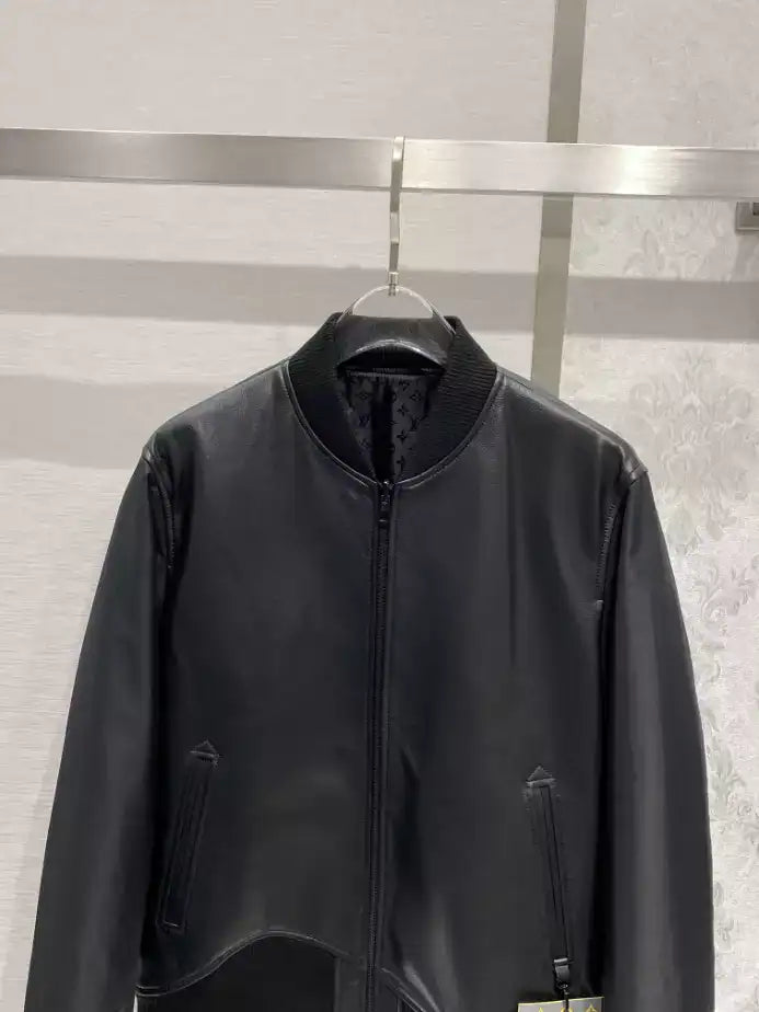 LV Reversible Leather Nylon Jacket - Black
