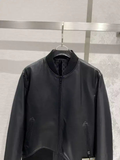LV Reversible Leather Nylon Jacket - Black