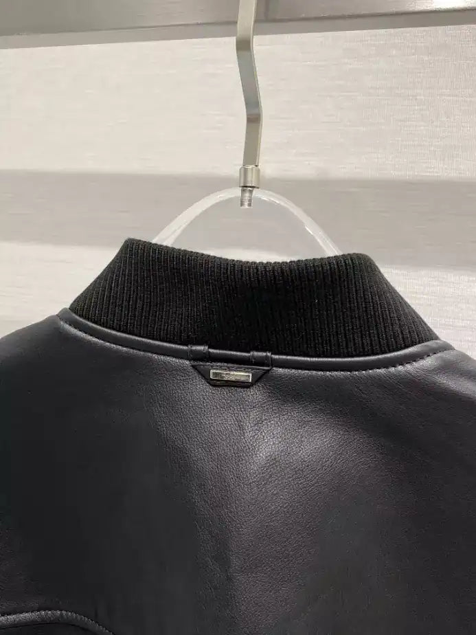 LV Reversible Leather Nylon Jacket - Black