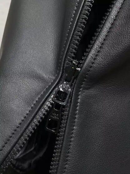 LV Reversible Leather Nylon Jacket - Black