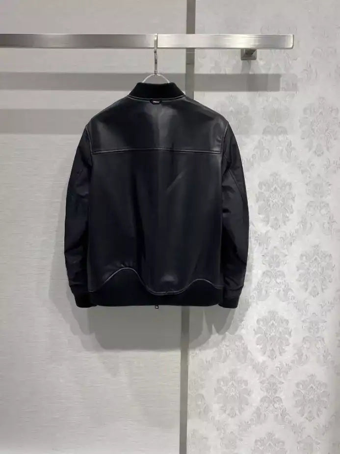 LV Reversible Leather Nylon Jacket - Black