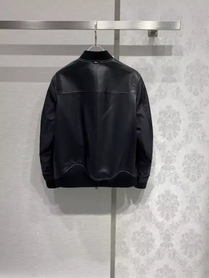 LV Reversible Leather Nylon Jacket - Black