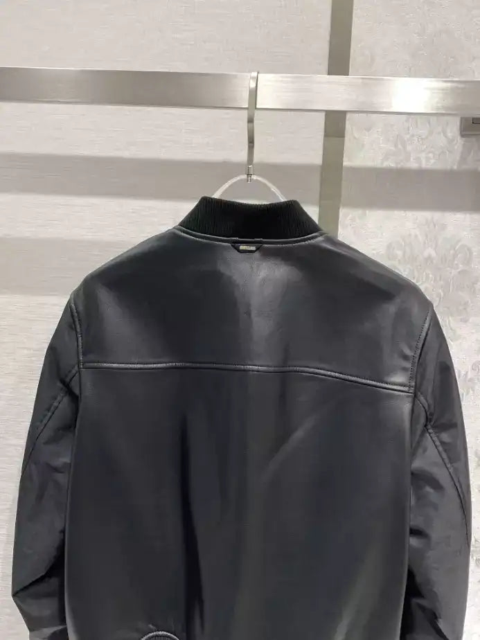 LV Reversible Leather Nylon Jacket - Black