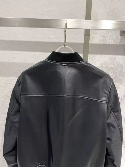 LV Reversible Leather Nylon Jacket - Black