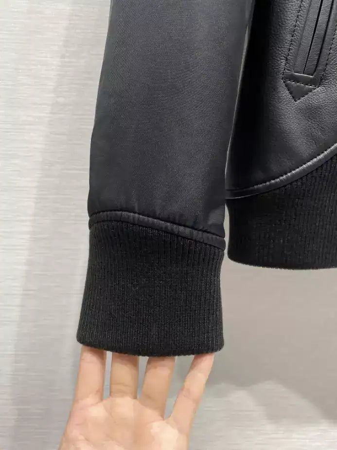 LV Reversible Leather Nylon Jacket - Black