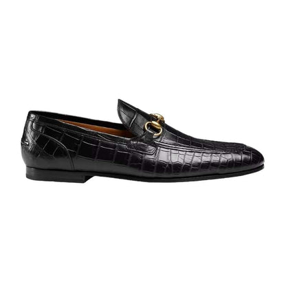 Gucci Jordaan Crocodile Loafers - Black