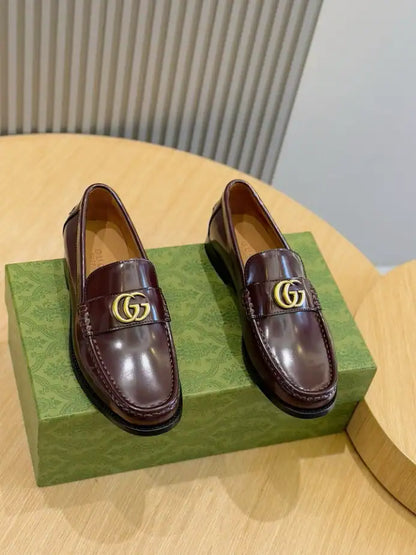 Gucci GG Gold Loafers - Brown