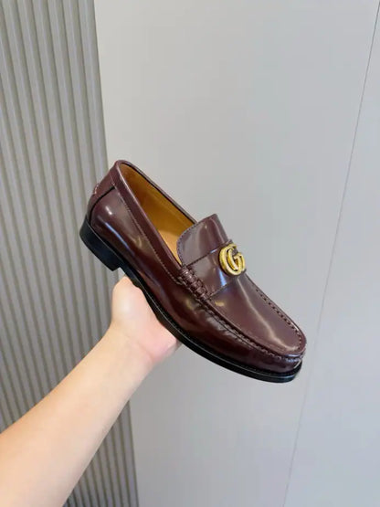 Gucci GG Gold Loafers - Brown
