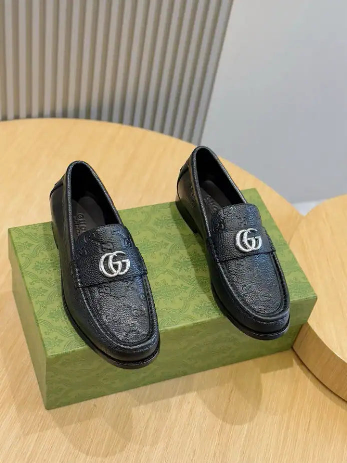 Gucci GG Silver Loafers - Black