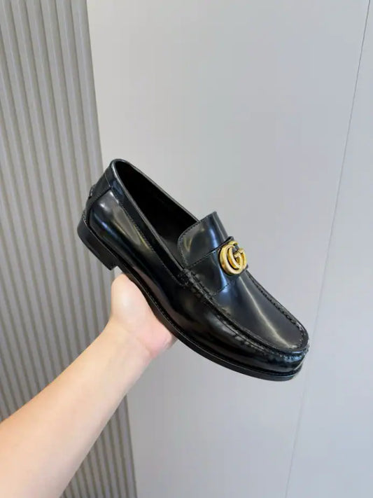 Gucci GG Gold Loafers - Black