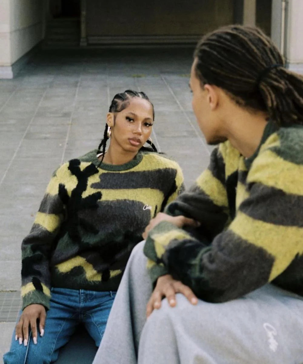 Crtez More Hair Knit Sweater - Green Camo