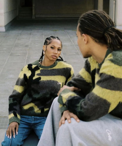 Crtez More Hair Knit Sweater - Green Camo