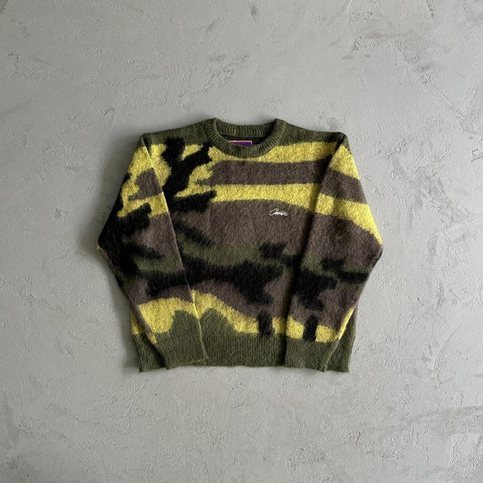 Crtez More Hair Knit Sweater - Green Camo