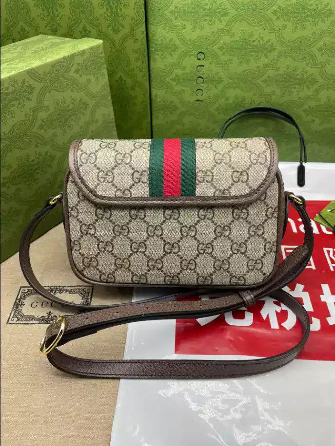 Gucci Ophidia GG Mini Shoulder Bag - Beige