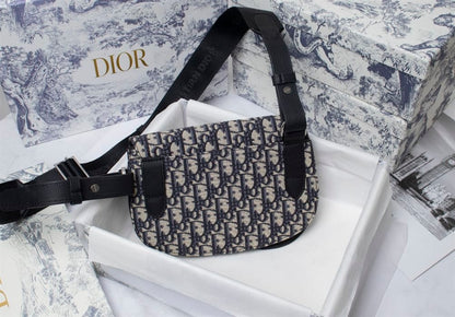 Dior Saddle Side Bag - Beige/Black