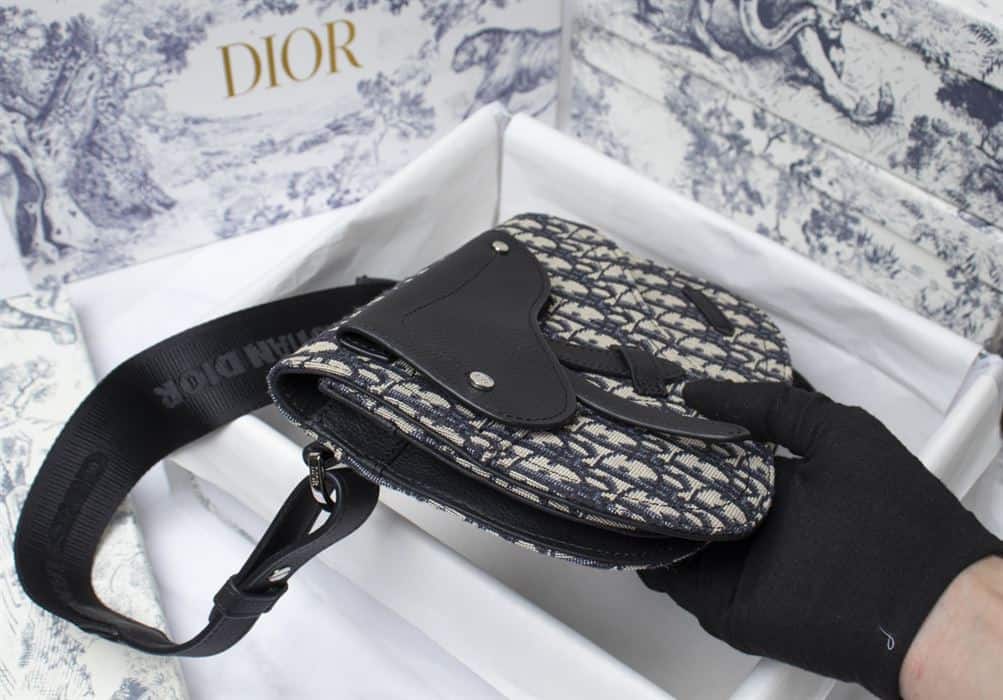 Dior Saddle Side Bag - Beige/Black