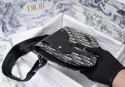 Dior Saddle Side Bag - Beige/Black