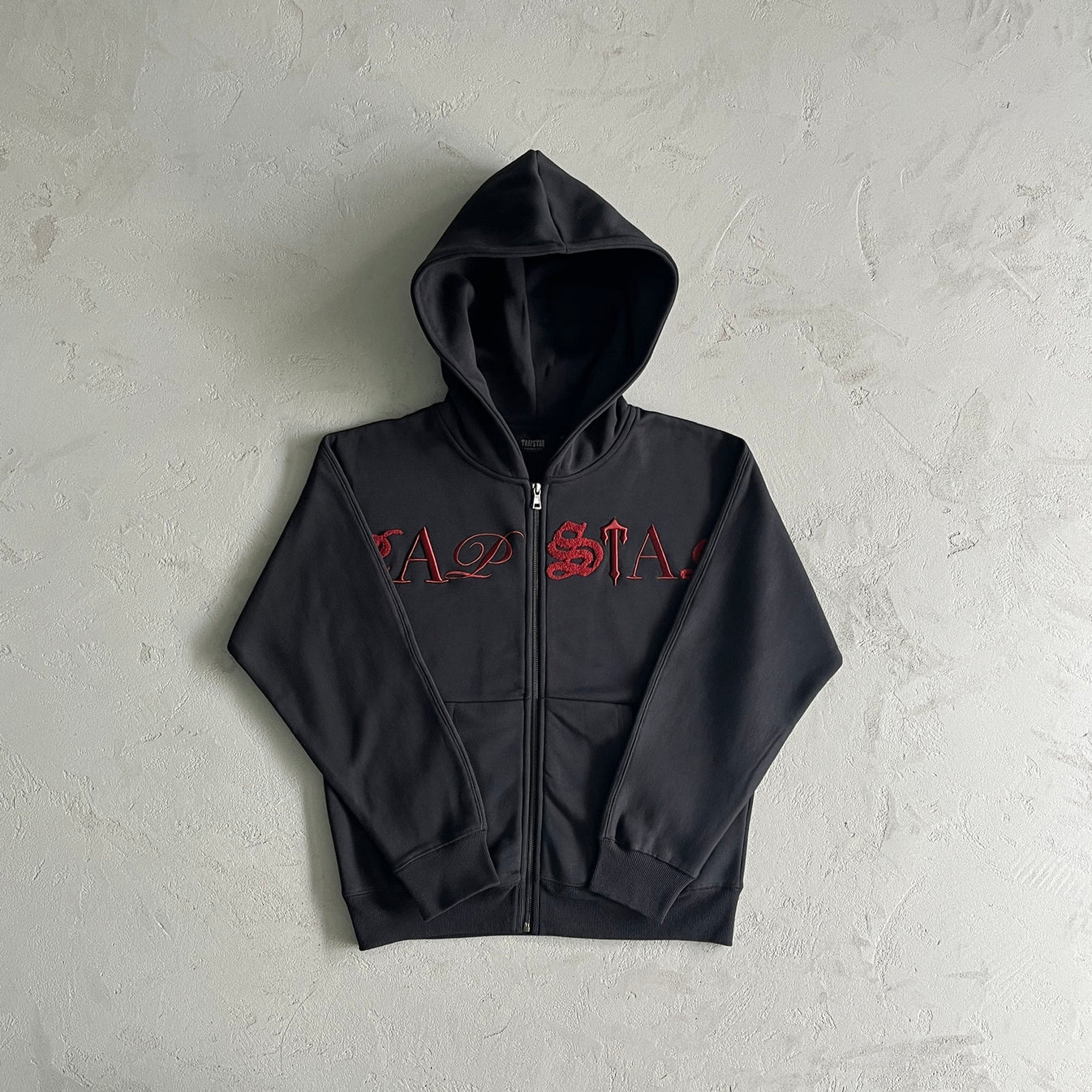 TS Script Zip Through Tracksuit - Black/Red