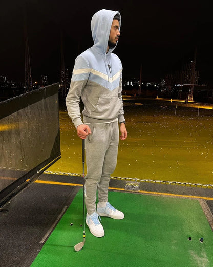 TS V-Stripe Tracksuit - Grey/Sky Blue