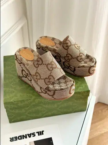 Women's Gucci GG Platform Sandals - Beige