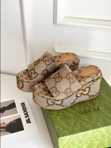 Women's Gucci GG Platform Sandals - Beige