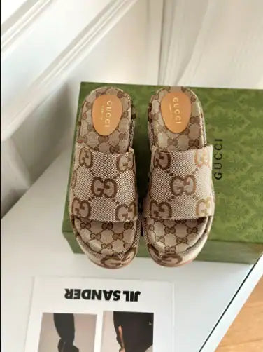 Women's Gucci GG Platform Sandals - Beige