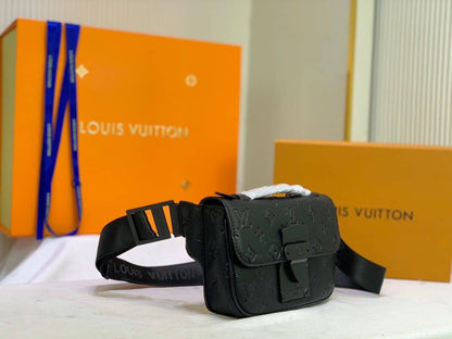 LV S Lock Taurillon Monogram Sling Bag - Black