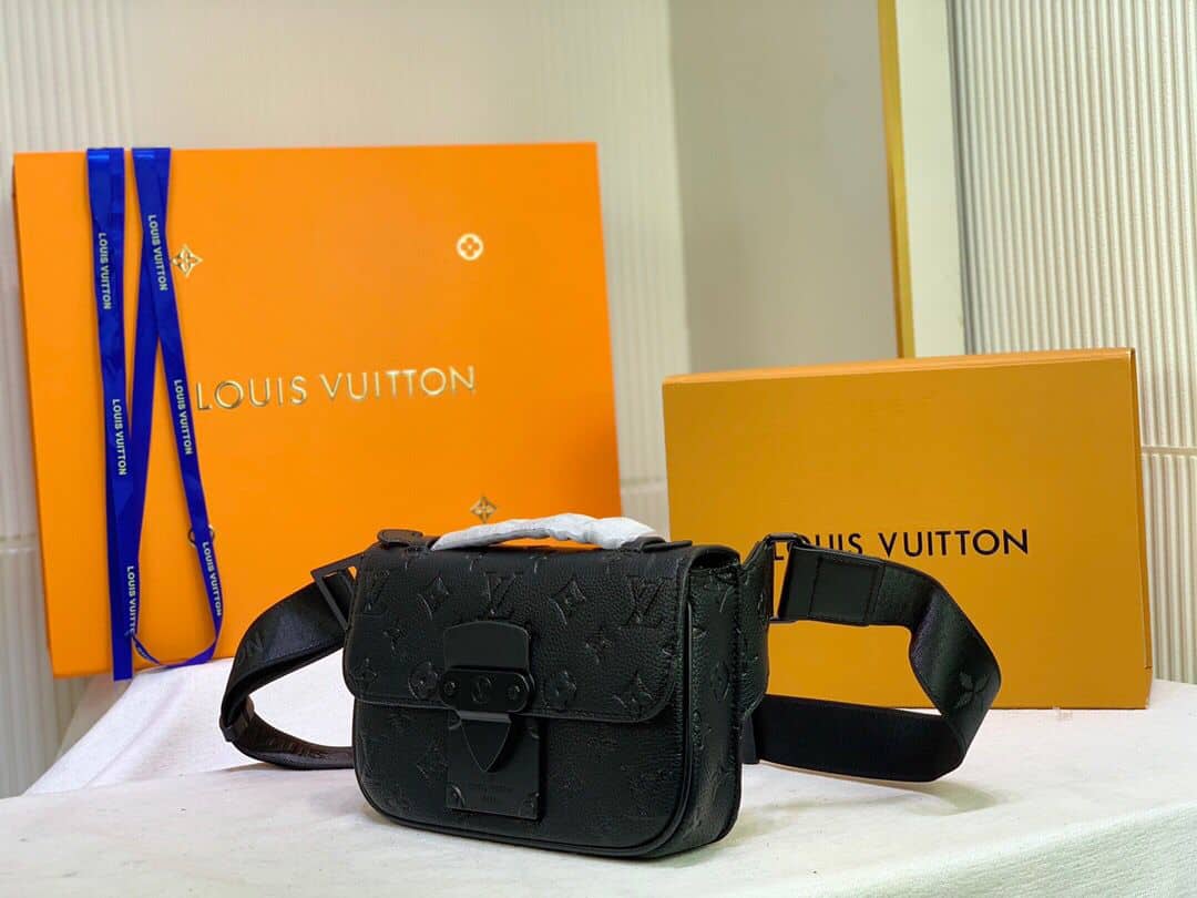 LV S Lock Taurillon Monogram Sling Bag - Black