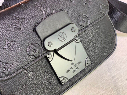 LV S Lock Taurillon Monogram Sling Bag - Black