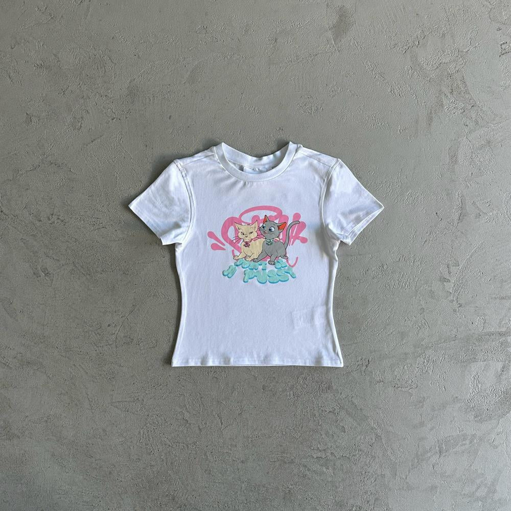 Syn Cat Lady T-Shirt - White/Blue