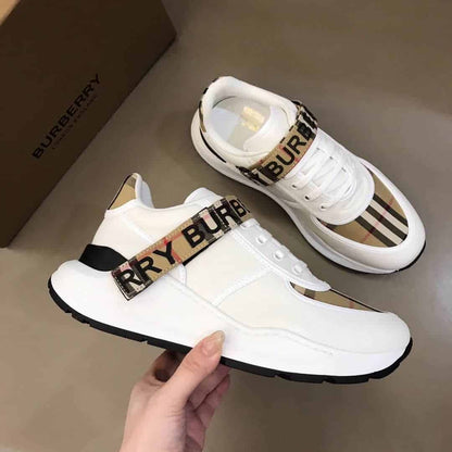 Burberry Logo Strap Sneakers - White Pattern