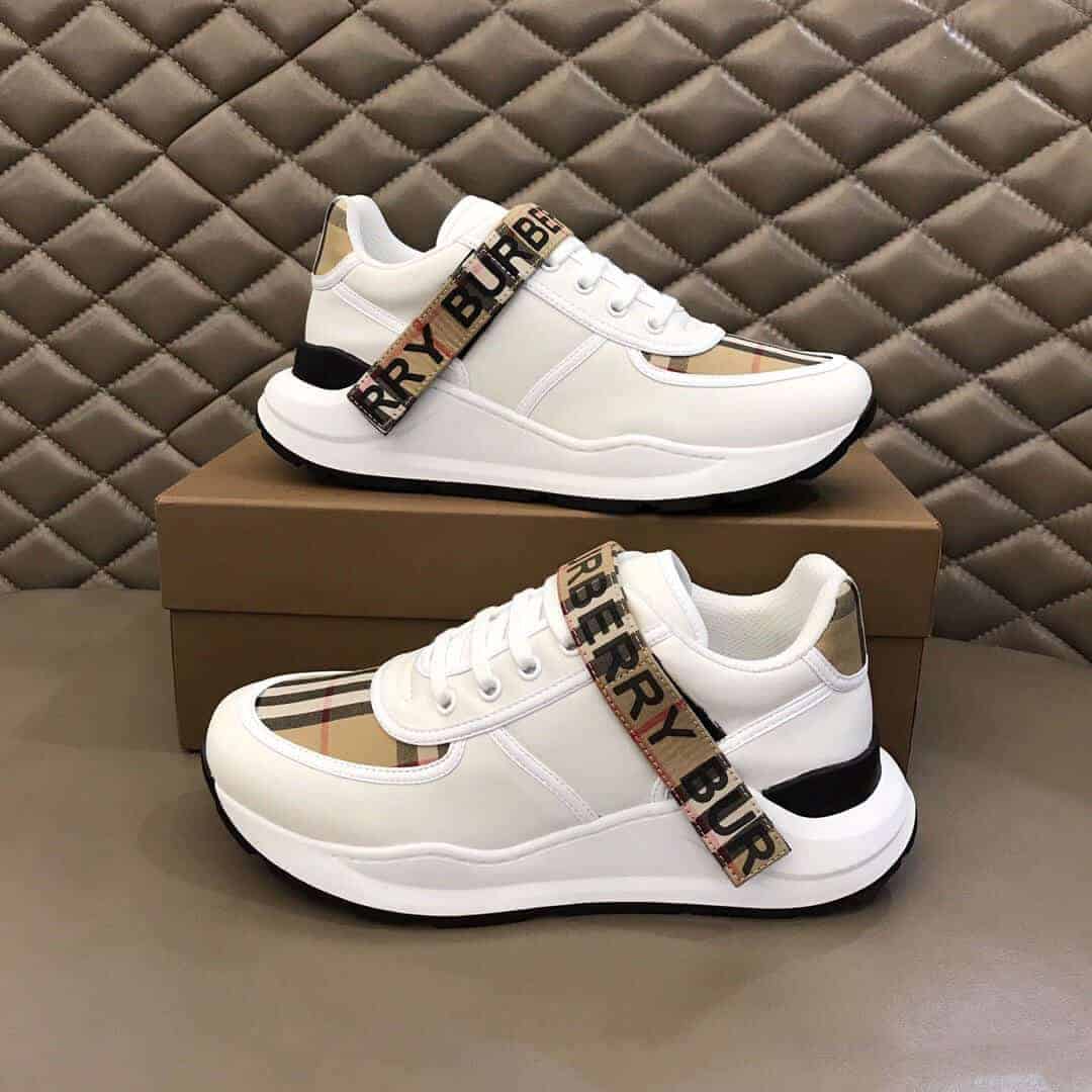 Burberry Logo Strap Sneakers - White Pattern