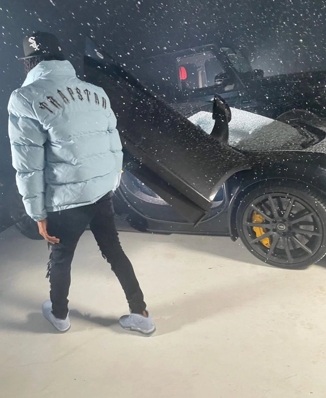 TS Detachable Hooded Puffer Jacket - Ice Blue