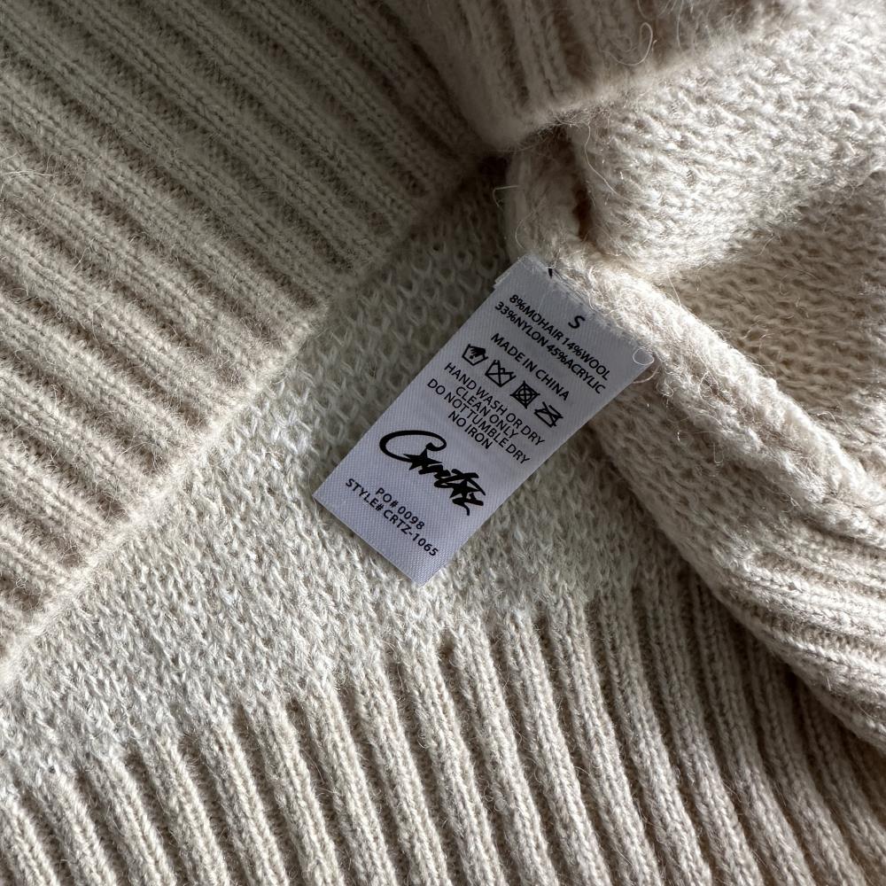 Crtez More Hair Fuzzy Collar Sweater - Cream