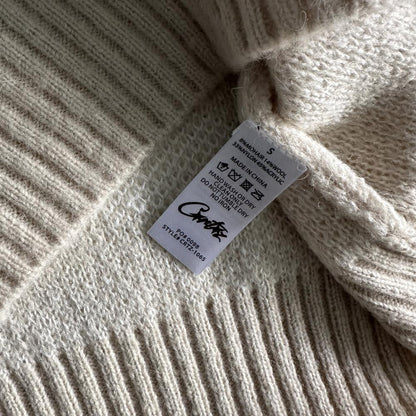 Crtez More Hair Fuzzy Collar Sweater - Cream