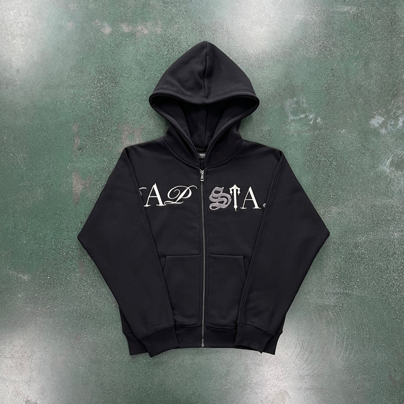 TS Script Zip Through Tracksuit - Black Washed