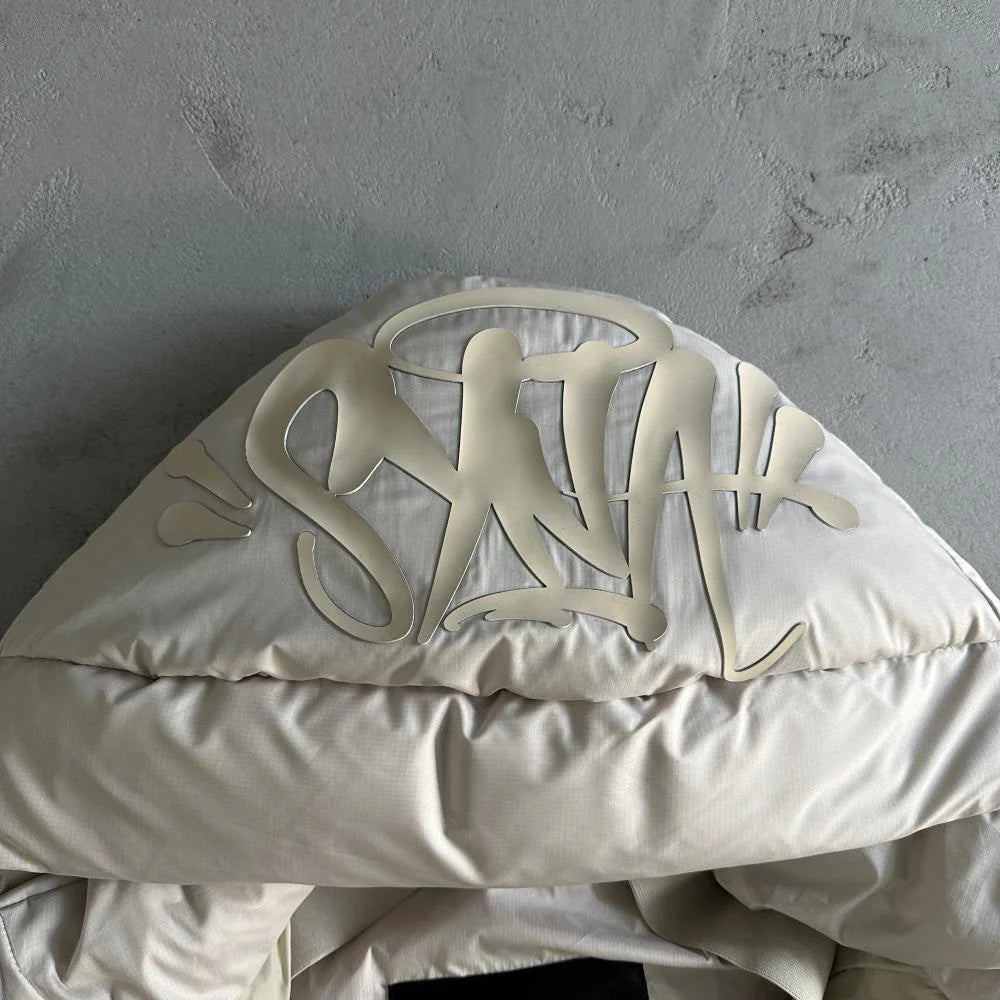 Syn Puffer Coat - Beige/White