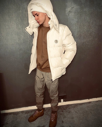 TS Detachable Hooded Puffer Jacket - Cream