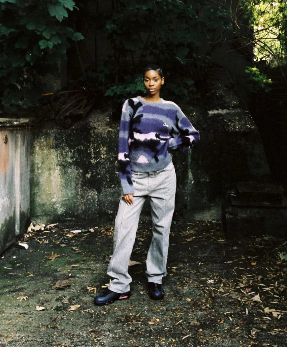 Crtez More Hair Knit Sweater - Purple Camo