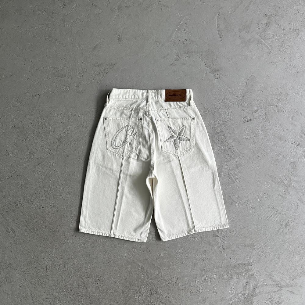 Crtez Denim Shorts - White
